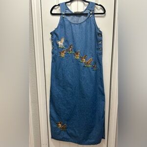 Vintage 90s. CRT Clothing Company Blue Denim Midi‎ Dress